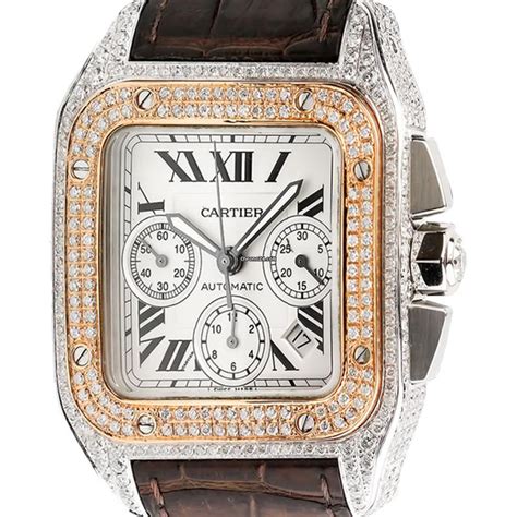 santos cartier diamond|cartier santos 100 diamond bezel.